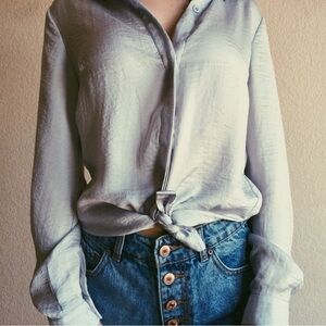 PrettyLittleThing Light Gray Casual Button-Down Shirt